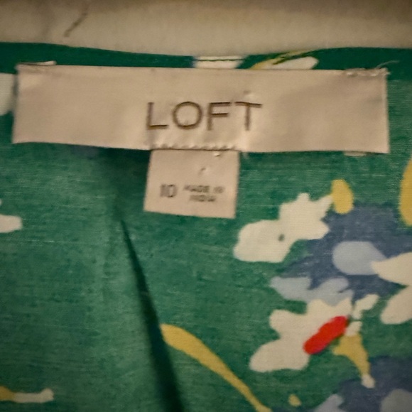 LOFT Green Floral Maxi Dress with Pink & White Accents - Picture 3 of 3